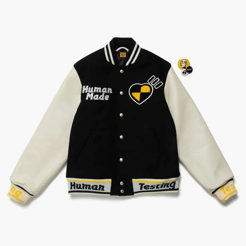 Human Made X Asap Rocky Human Testing Varsity Jacket Black