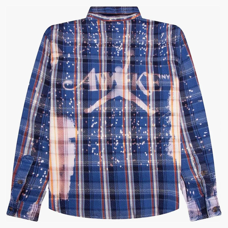 Jordan X Awake Ny Flannel Shirt Blackened Blue/boarder Blue/sail