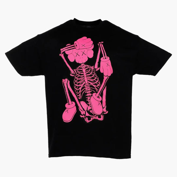 Kaws Skeleton New Fiction T-shirt Pink