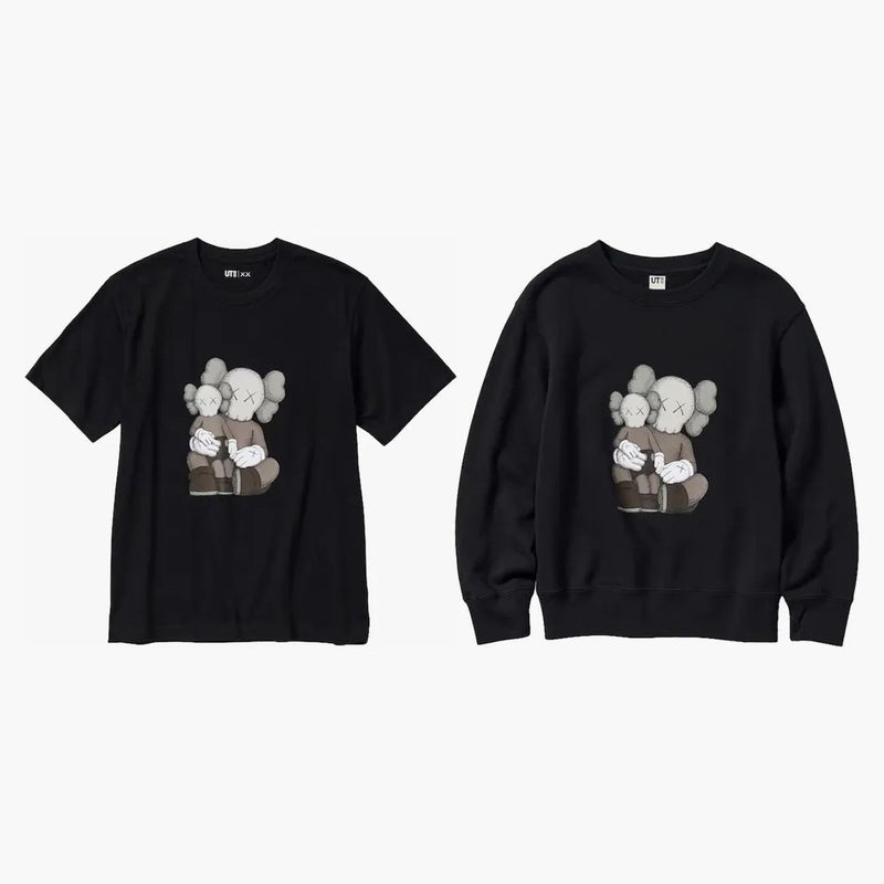 Kaws X Uniqlo Ut Short Sleeve T-shirt & Sweatshirt Set (asia Sizing) Black/black