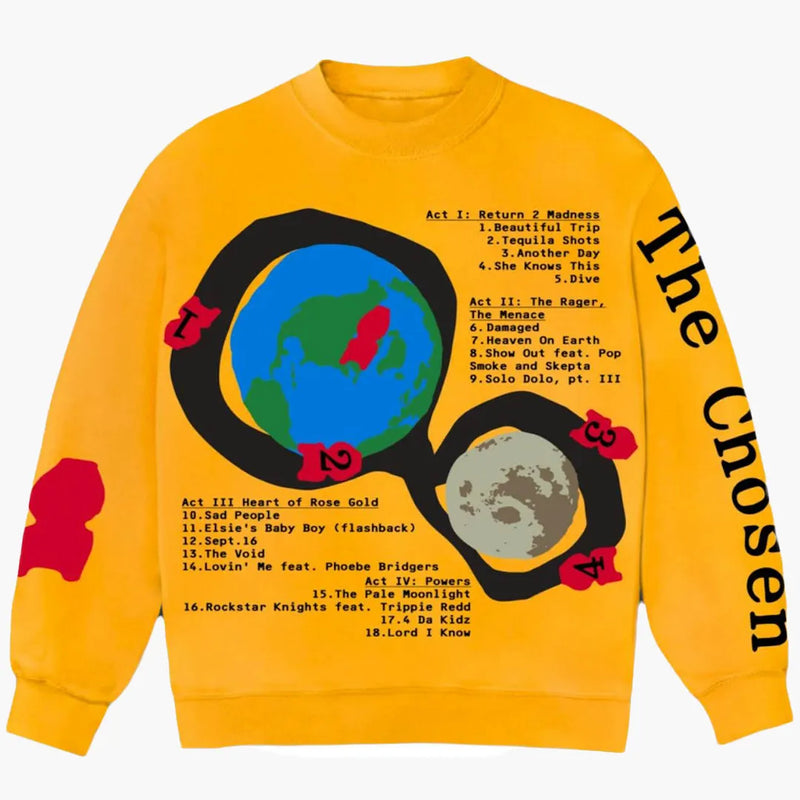 CPFM X Kid Cudi Motm III Piękna podróż Crewneck Yellow