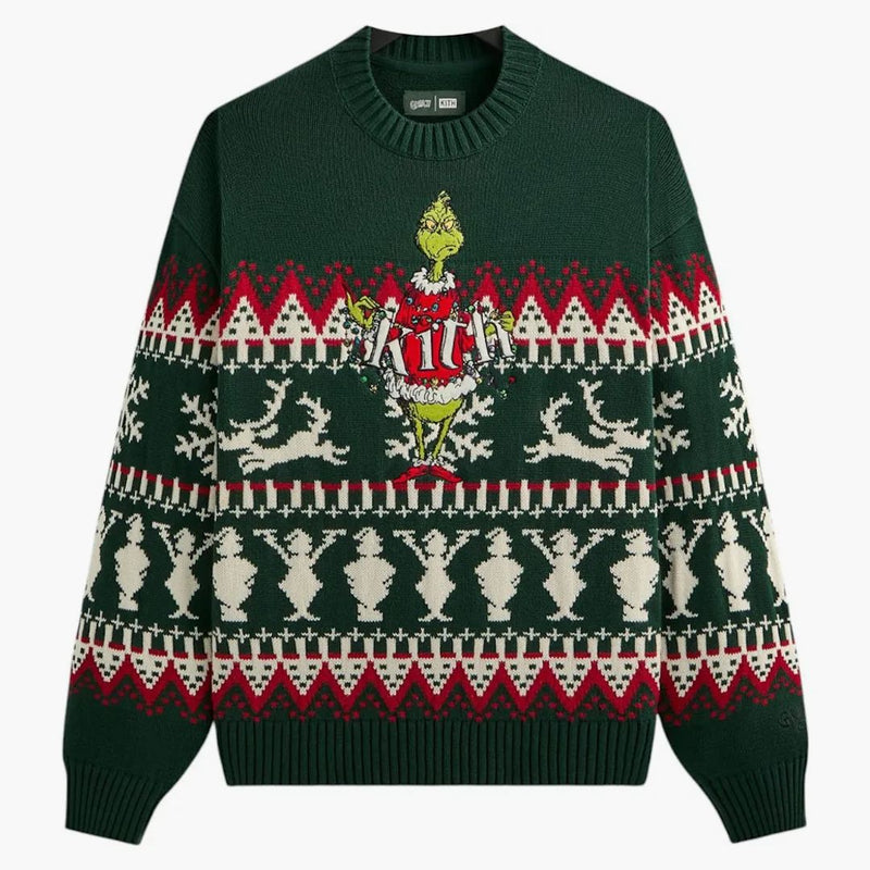 Kith X The Grinch Fair Isle Lewis Crewneck Sweater Stadium