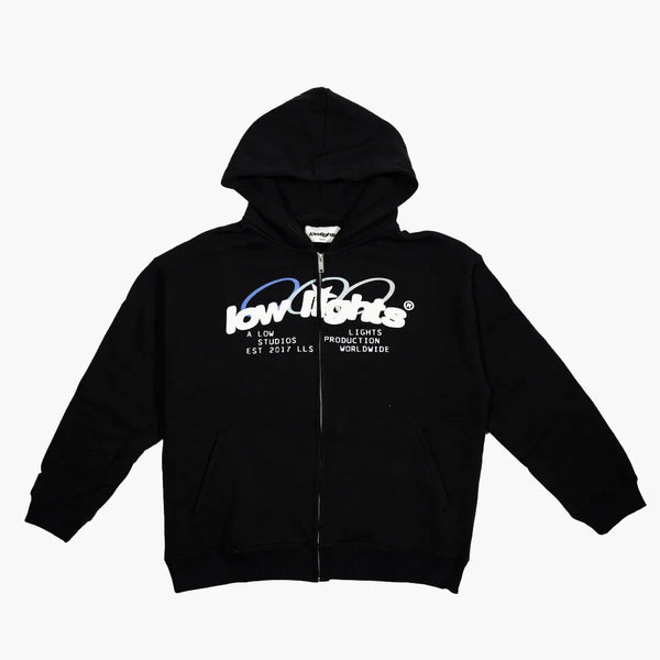 Low Lights Studios Arctic Ring Logo Zip Up Hoodie Black