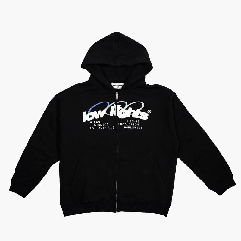 Low Lights Studios Arctic Ring Logo Zip Up Hoodie Black