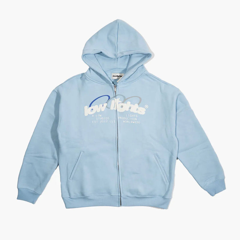 Low Lights Studios Arctic Ring Logo Zip Up Hoodie Sky Blue