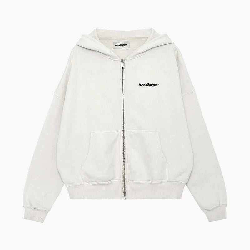 Low Lights Studios Basic Zip Up Hoodie Ecru