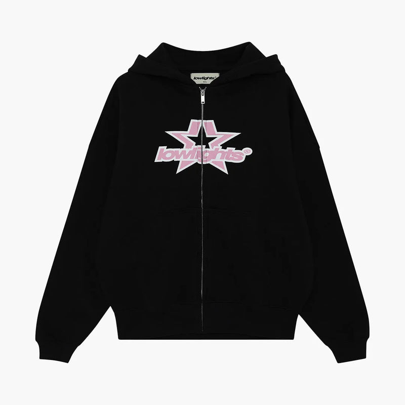 Low Lights Studios Women Superstar Zip Up Hoodie Black