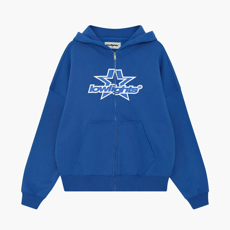 S S Script Embroidery T-Shirt Manp Up Hoodie Royal Blue