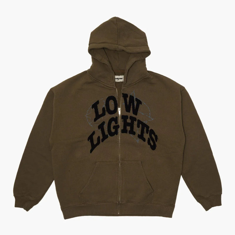 Low Lights Studios World Race Zip Up Hoodie Beige