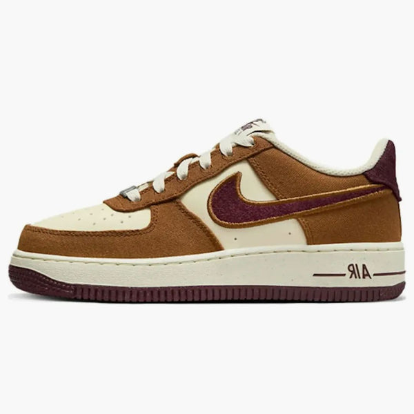 Nike Air Force 1 Low Light British Tan Burgundy Crush (gs)