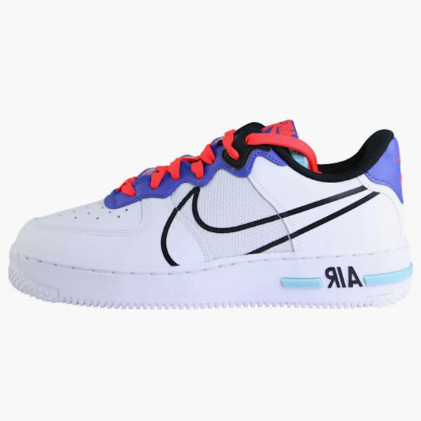 Nike Air Force 1 React White Astronomy Blue Laser Crimson (gs)