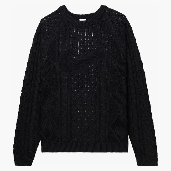 Nike Cable Knit L/s Sweater (us Sizing) Black