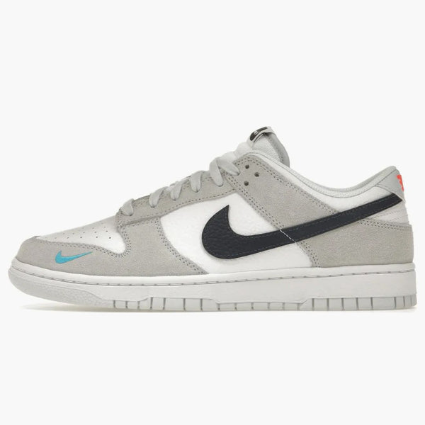 Nike Dunk Low White Grey Navy Aqua Mini Swoosh