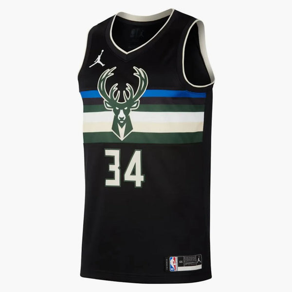 Nike Giannis Antetokounmpo Bucks Statement Jersey Core Black/cargo Khaki/cloud White