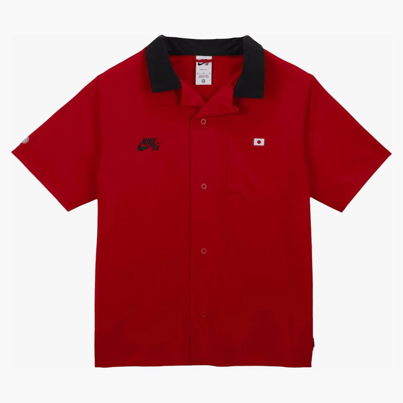 Nike Sb Olympics 2024 Japan S/s Bowler Shirt Red/white (asia Sizing)