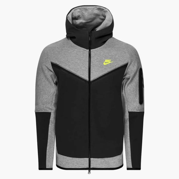 Nike Sportswear Tech Fleece Full-zip Hoodie Dark Grey Heather/anthracite/volt