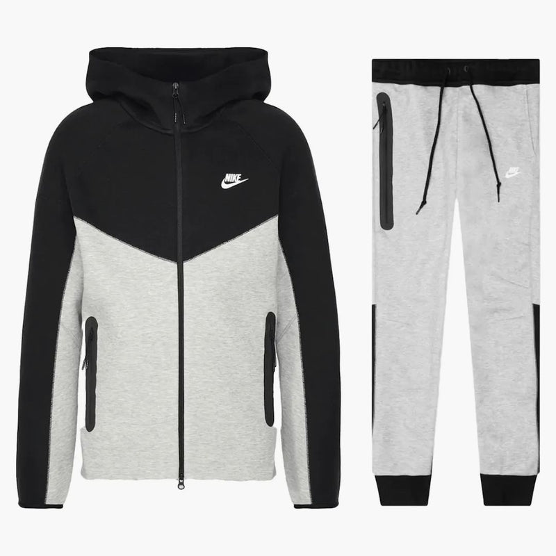 Nike Sportswear Tech Fleece Windrunner Full Zip Hoodie & Joggers Set Dark Grey Heather/black/white