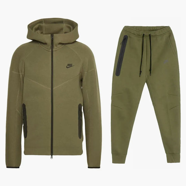 Nike Sportswear Tech Fleece Windrunner Full Zip Hoodie & Joggers Set Medium Olive/black