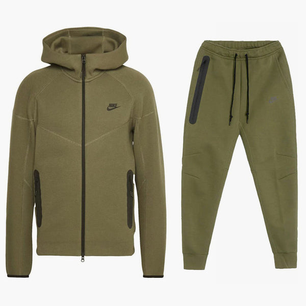 Nike Sportswear Tech Fleece Windrunner Full Zip Hoodie & Joggers Set Medium Olive/Black