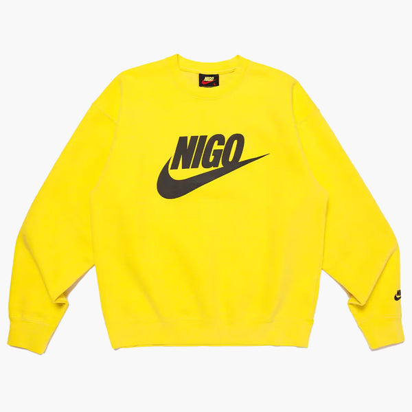 Nike x nigo nrg fleece posádka mikina žlutá