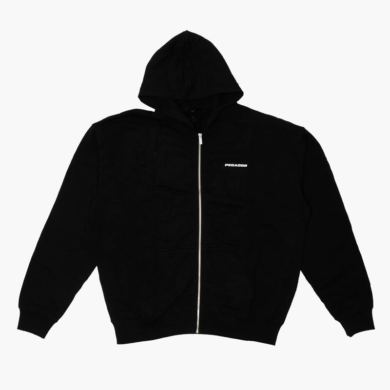 Pegador Colne Logo Oversized Zip Up Hoodie Black