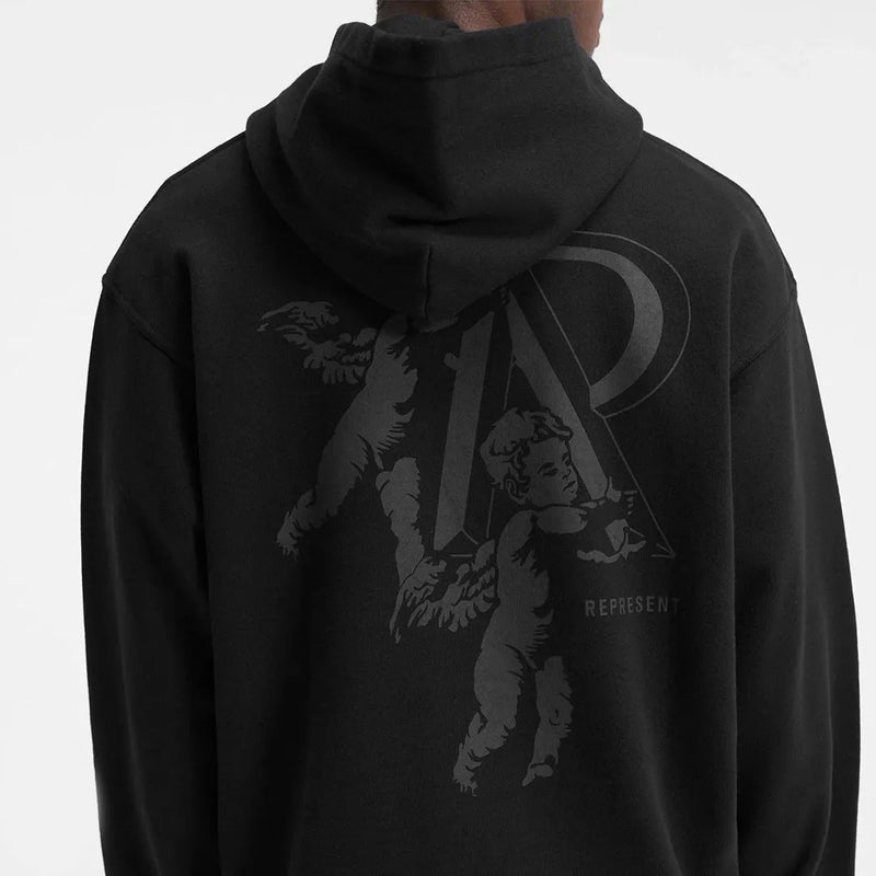 Represent Cherub Initial Hoodie Jet Black Nahaufnahme Rückseite