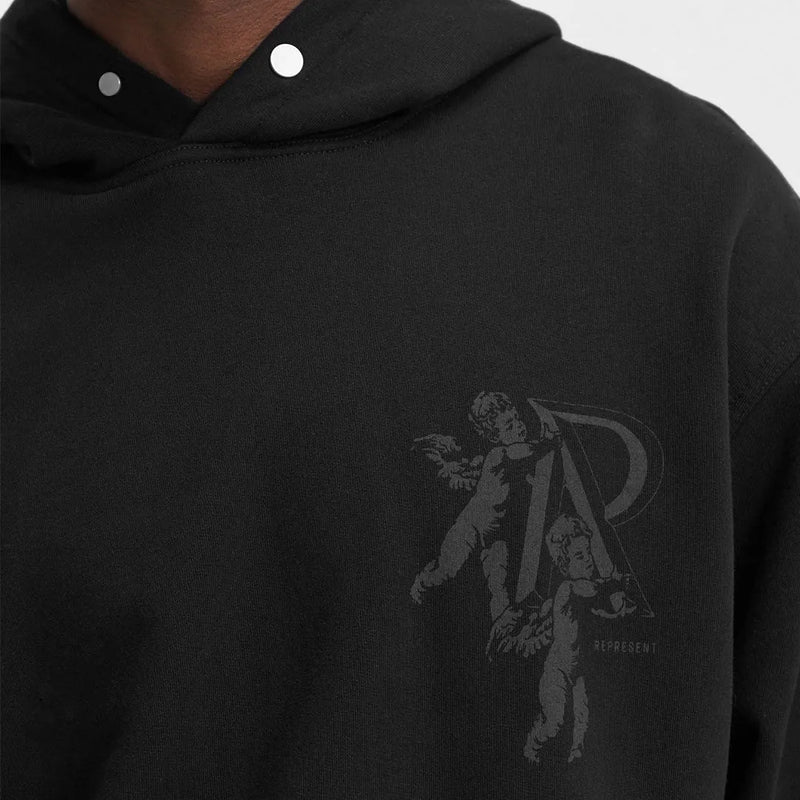 Represent Cherub Initial Hoodie Jet Black Nahaufnahme