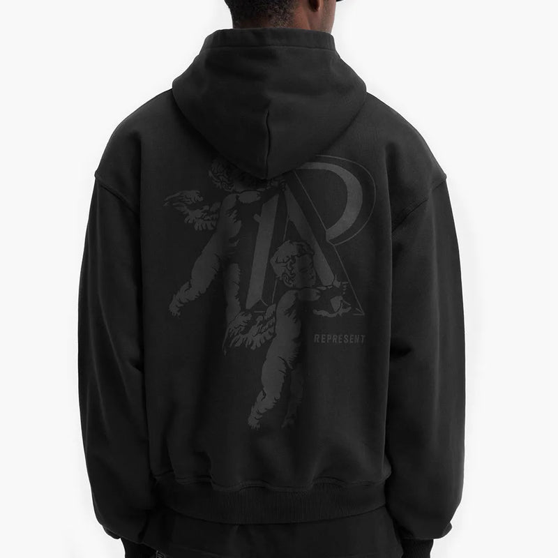 Represent Cherub Initial Zip Hoodie Jet Black Nahaufnahme Rückseite