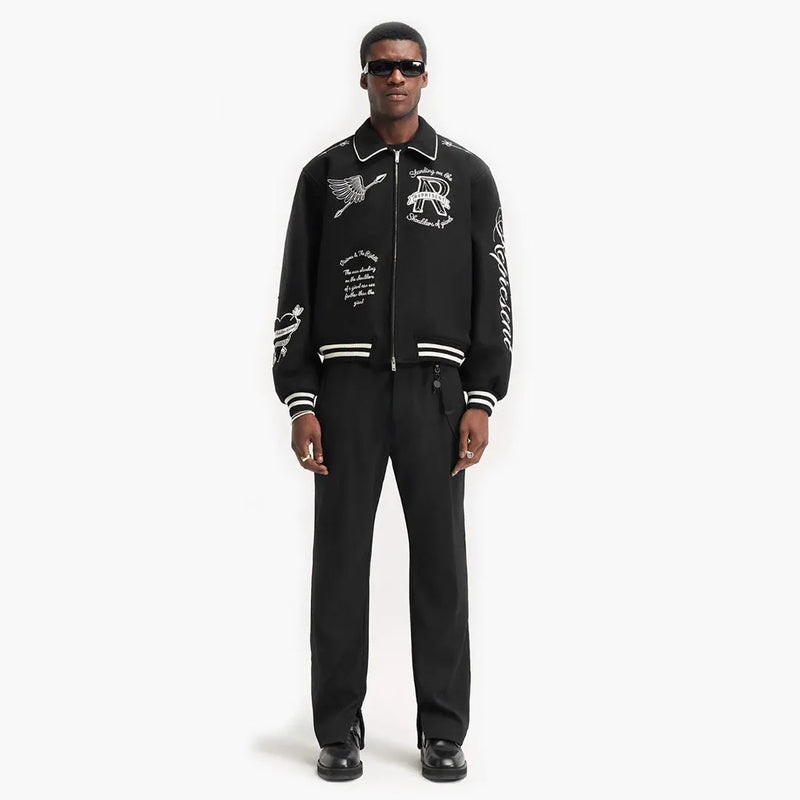 Represent Cherub Wool Varsity Jacket Jet Black Modell Ganz