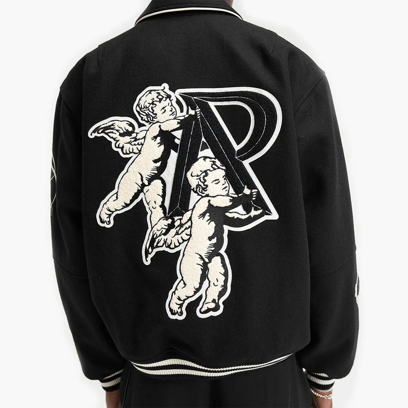 Represent Cherub Wool Varsity Jacket Jet Black Nahaufnahme Rückseite