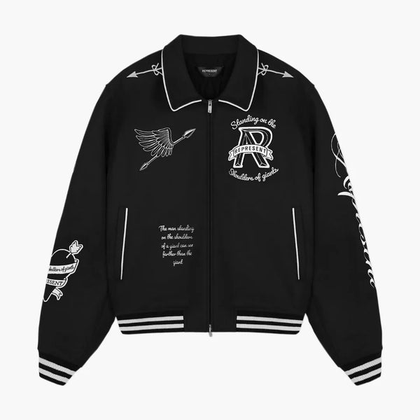 Represent Cherub Wool Varsity Jacket Jet Black