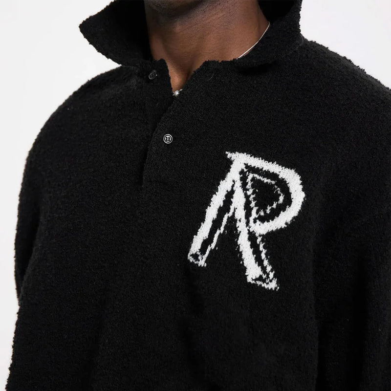 Represent Initial Boucle Polo Jet Black Nahaufnahme