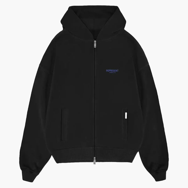 Represent Owners Club Zip Hoodie Black Cobalt