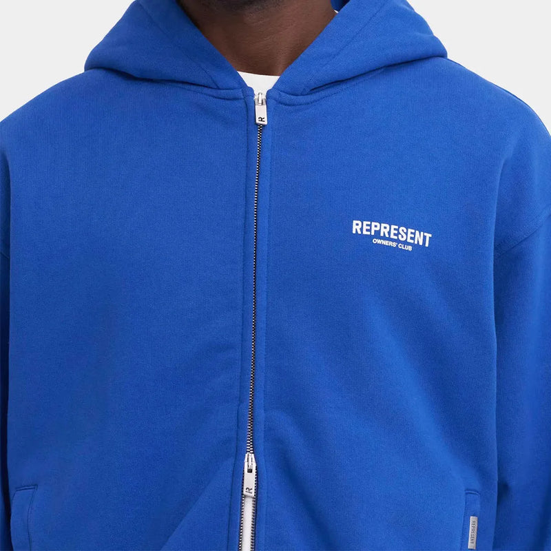 Represent Owners Club Zip Hoodie Cobalt Nahaufnahme