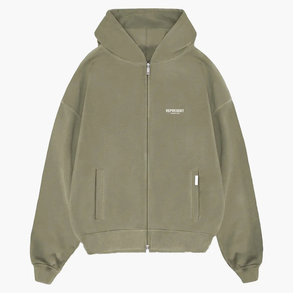 Represent Owners Club Zip Hoodie Olive