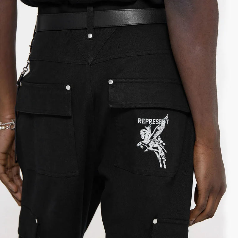 Represent Utility Cargo Pants Black Nahaufnahme