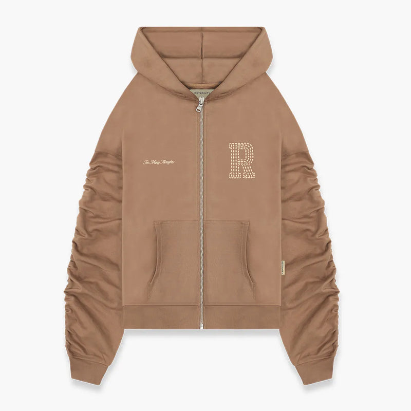 Reternity Zip Up Hoodie With Rib Pocket Brown