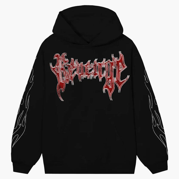 Revenge X City Morgue Grim Reaper Red Logo Hoodie Black