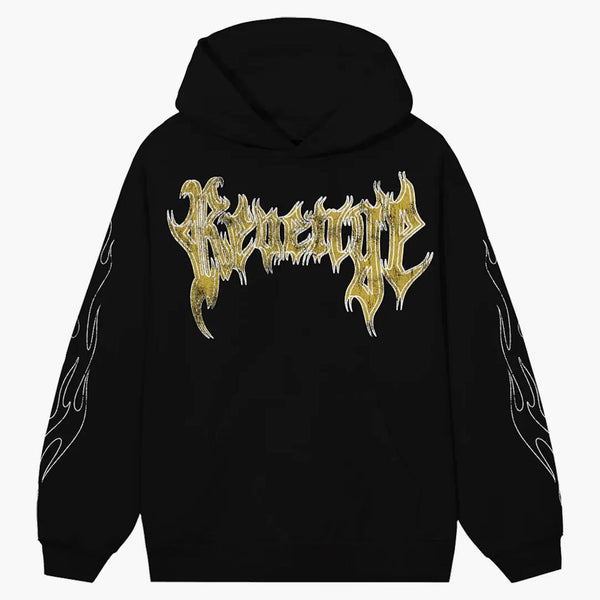 Revenge X City Morgue Grim Reaper Yellow Logo Hoodie Black