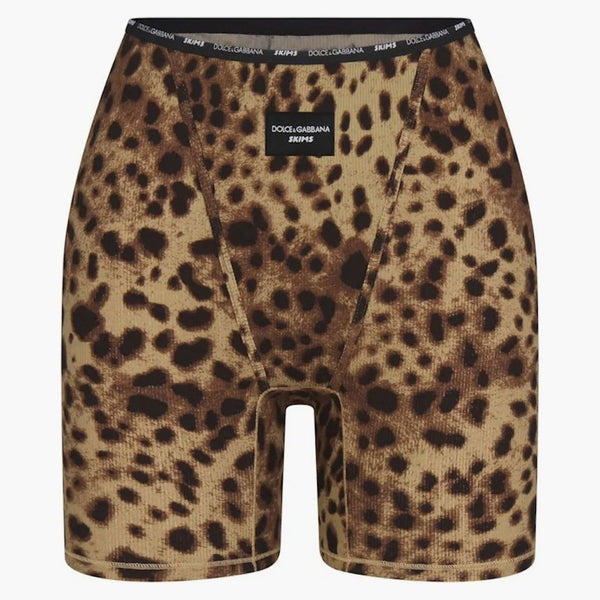 Skims X Dolce&gabbana Cotton Rib Boxer Leopard