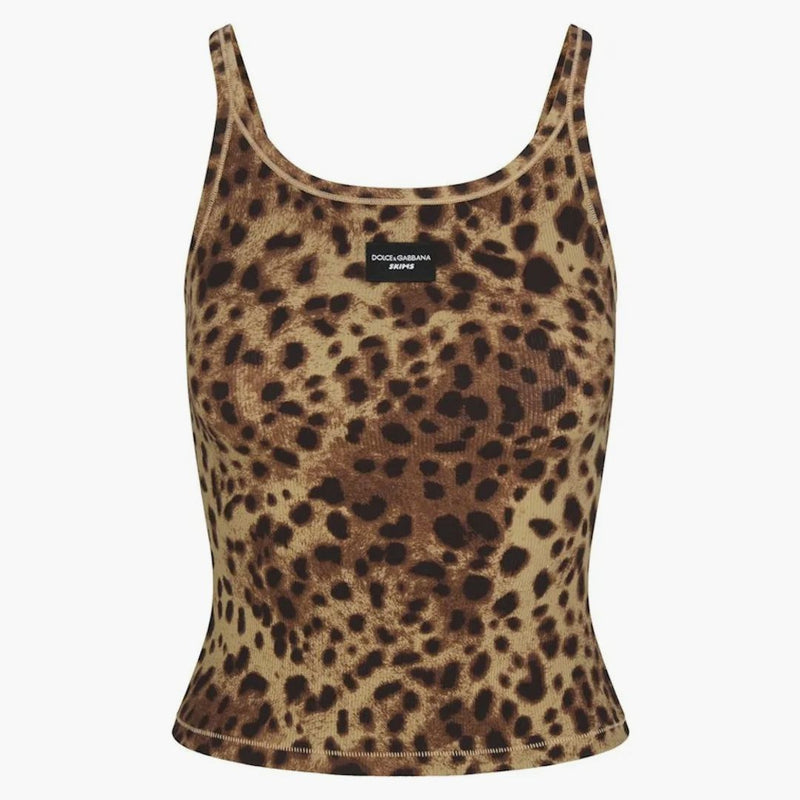 Skims X Dolce&Gabbana Cotton Rib Scoop Tank Leopard