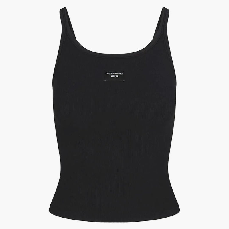 Skims X Dolce&gabbana Cotton Rib Scoop Tank Onyx