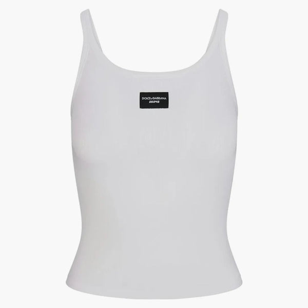 Skims X Dolce&gabbana Cotton Rib Scoop Tank Snow