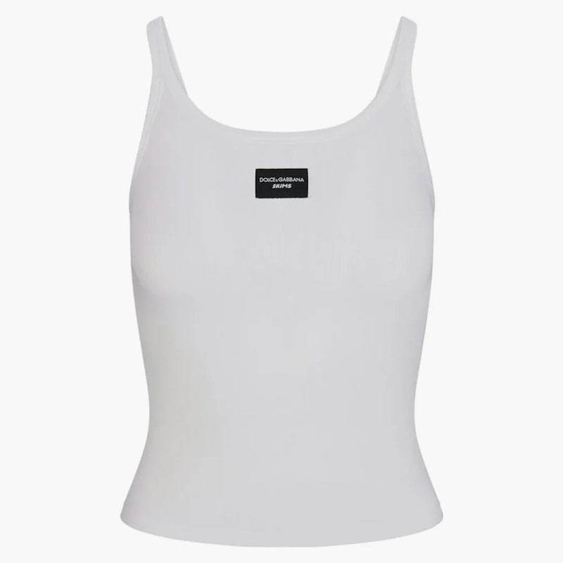 Skims X Dolce&gabbana Cotton Rib Scoop Tank Snow