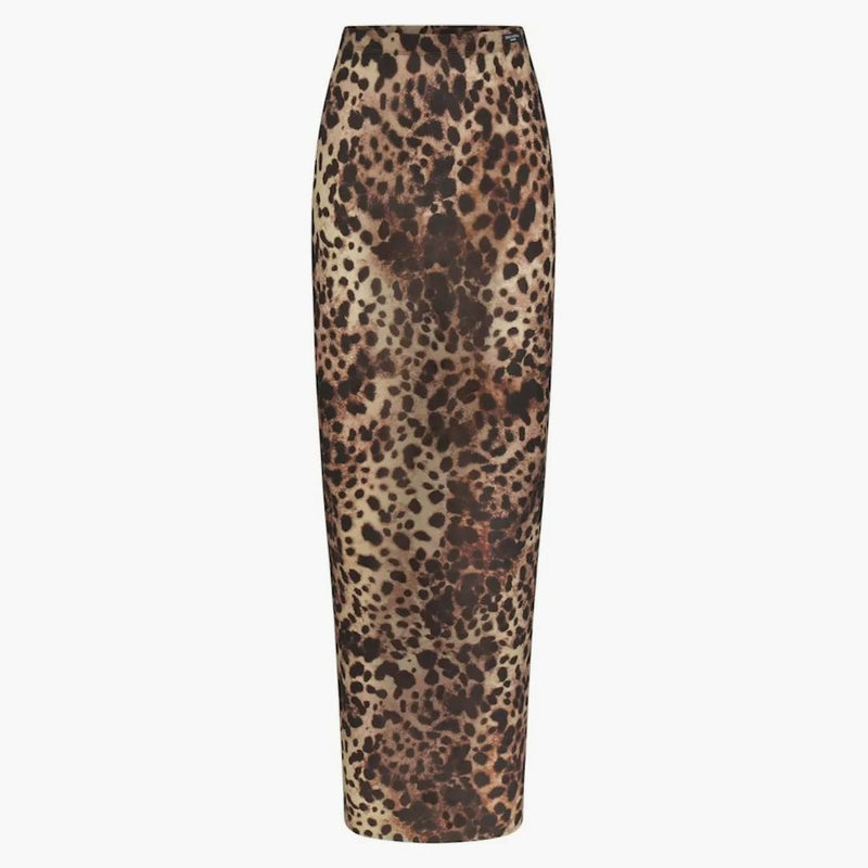 Skims X Dolce&gabbana Milky Sheer Long Skirt Leopard