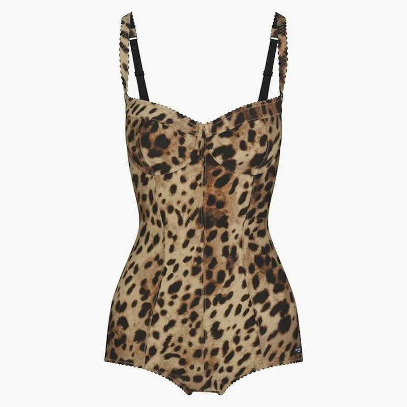 Skims X Dolce&gabbana Skims Body Bodysuit Leopard