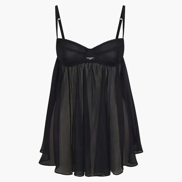 Skims X Dolce&Gabbana Skims Romance Babydoll Dress Onyx