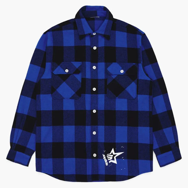 Sp5der 5 Flannel Shirt Blue Plaid