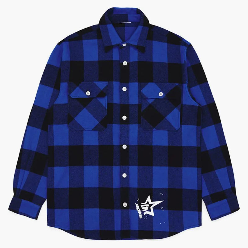 Sp5der 5 Flannel Shirt Blue Plaid