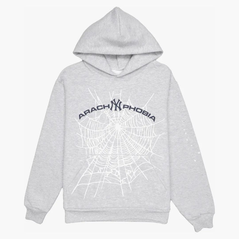 Sp5der Arach Ny Phobia Hoodie Ash Grey